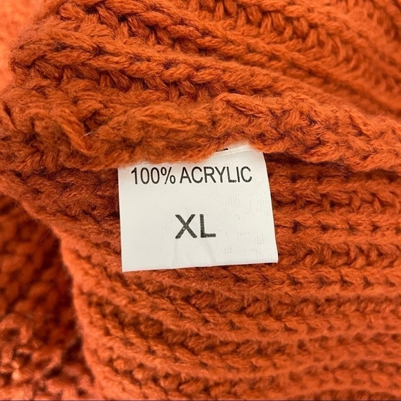 Balloon sleeve acrylic sweater in orange, XL - Picture 6 of 6
